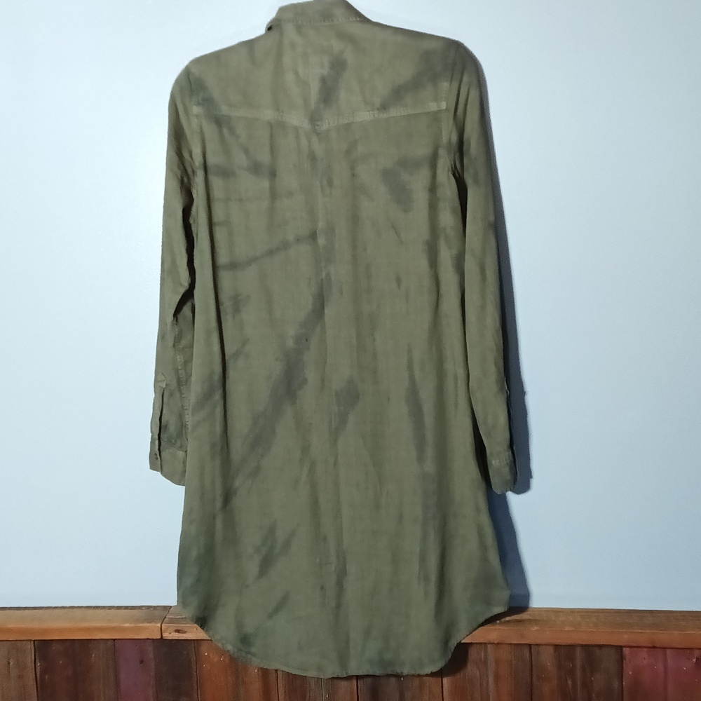 Rails Sandra Olive Black Tye Dye Button-Up Dress Shirt Lagenlook Small - Picture 8 of 12